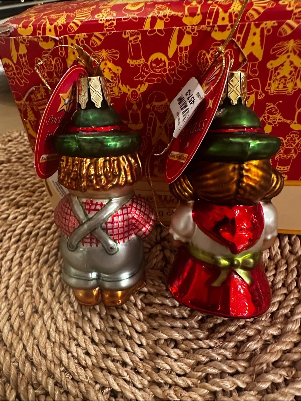 NWT Kathe Wohlfahrt German Glass Hand-Painted Octoberfest Ornaments - Set of 2